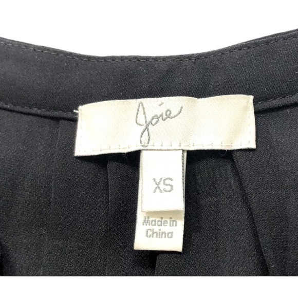 Joie Aruna Split Neck Silk Sleeveless Top Black & White Sheer Tank Top size XS - Picture 9 of 14